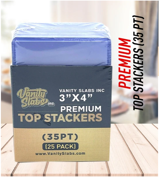 Premium Top Stackers (w/ Film) 35pt Card Loaders (25 Pack) - Vanity Slabs Brand